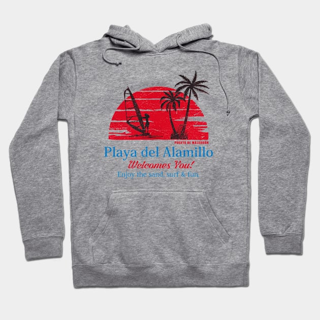 Red Sun - Playa del Alamillo Hoodie by mazarronsouvenirs